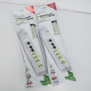 TrickleStar 7 Outlet Advanced PowerStrip TS1104 White 2 Pack Surge Protector 3ft